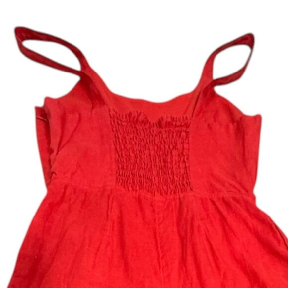 Cynthia Rowley Red 100% Linen Sleeveless Cropped Leg Jumpsuit Women's Size 4 - Picture 7 of 7